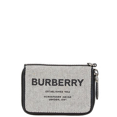 バーバリー ホースフェリー プリント コインケース カードケース ブラック ベージュ キャンバス レザー レディース BURBERRY 【中古】