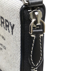 バーバリー ホースフェリー プリント コインケース カードケース ブラック ベージュ キャンバス レザー レディース BURBERRY 【中古】