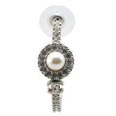 シャネル ココマーク ラインストーン フープ スタッド 片耳ピアス シルバー メタル レディース CHANEL 【中古】