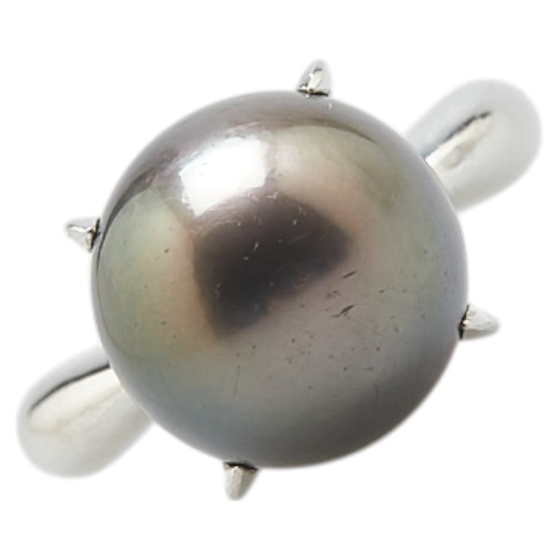 Pt900 プラチナ 黒蝶真珠 リング 指輪 レディース 11号 【中古】