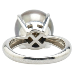 Pt900 プラチナ 黒蝶真珠 リング 指輪 レディース 11号 【中古】