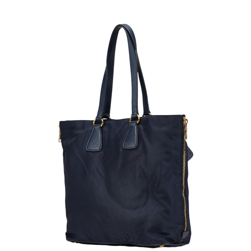 プラダ トートバッグ ショルダーバッグ 2WAY ネイビー ナイロン レザー レディース PRADA 【中古】
