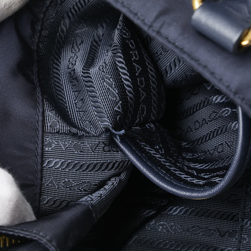プラダ トートバッグ ショルダーバッグ 2WAY ネイビー ナイロン レザー レディース PRADA 【中古】