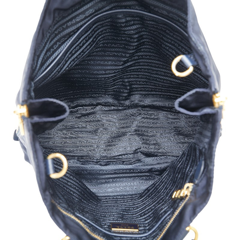 プラダ トートバッグ ショルダーバッグ 2WAY ネイビー ナイロン レザー レディース PRADA 【中古】