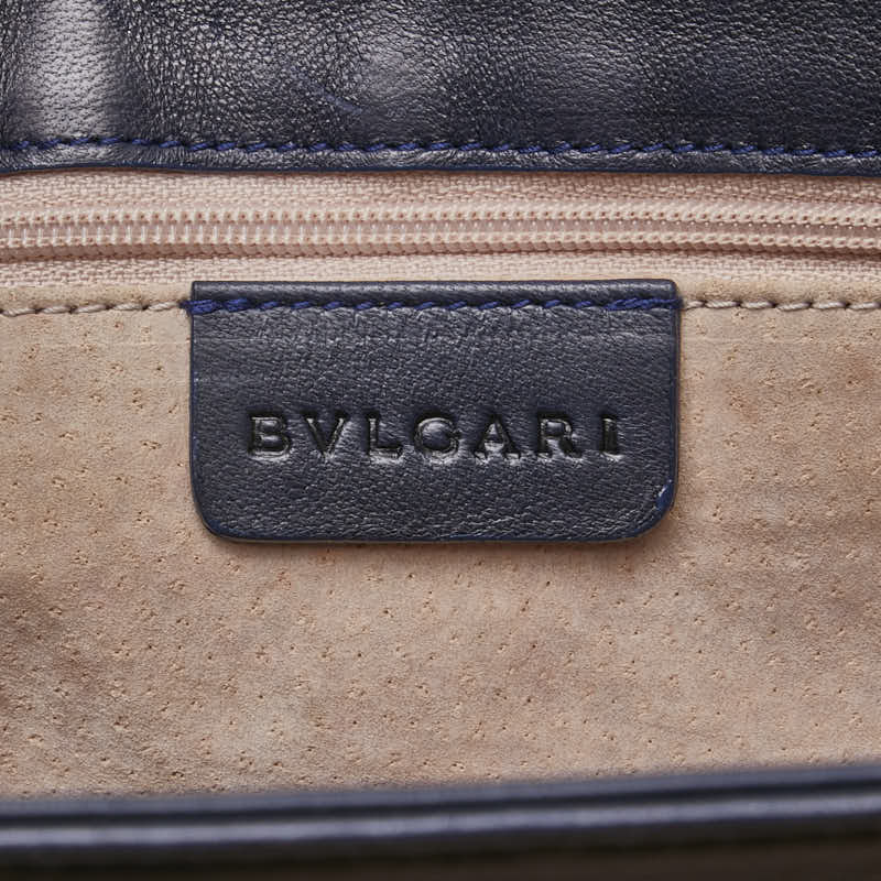 ブルガリ トートバッグ ショルダーバッグ ベージュ ネイビー キャンバス レザー レディース BVLGARI 【中古】