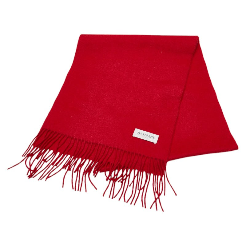 バルマン ロゴ マフラー レッド ウール レディース BALMAIN 【中古】