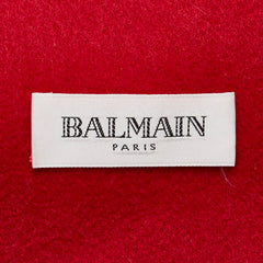 バルマン ロゴ マフラー レッド ウール レディース BALMAIN 【中古】