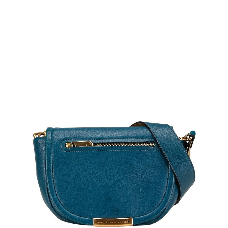 マークジェイコブス 斜め掛け ショルダーバッグ ブルー レザー レディース MARC JACOBS 【中古】