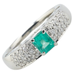 ノーブランド Pt900 プラチナ エメラルド0.71ct ダイヤ0.44ct リング 指輪 レディース no brand 15.5号 【中古】