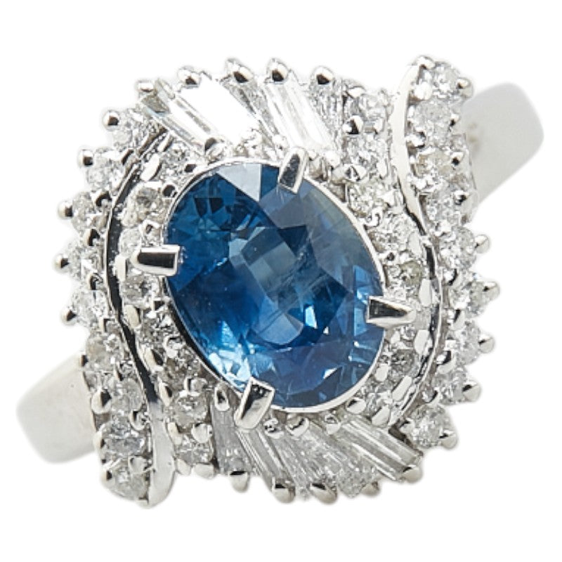 ノーブランド Pt900 プラチナ サファイア2.04ct ダイヤ0.778ct リング 指輪 レディース no brand 16号 【中古】