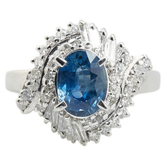 ノーブランド Pt900 プラチナ サファイア2.04ct ダイヤ0.778ct リング 指輪 レディース no brand 16号 【中古】