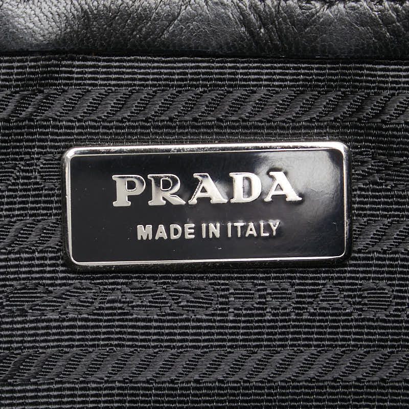プラダ 三角ロゴプレート トートバッグ ショルダーバッグ ブラック ナイロン レザー レディース PRADA 【中古】