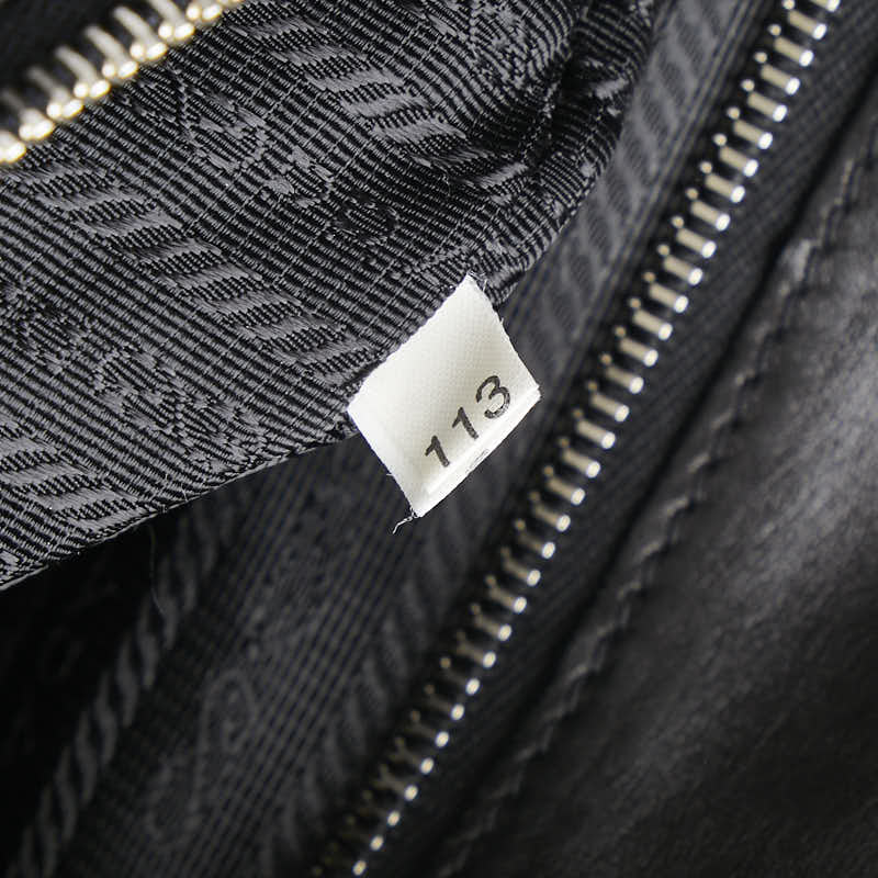 プラダ 三角ロゴプレート トートバッグ ショルダーバッグ ブラック ナイロン レザー レディース PRADA 【中古】