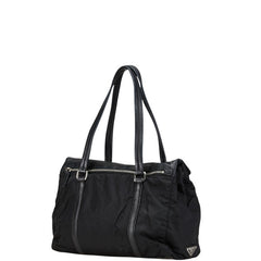 プラダ 三角ロゴプレート トートバッグ ショルダーバッグ ブラック ナイロン レザー レディース PRADA 【中古】