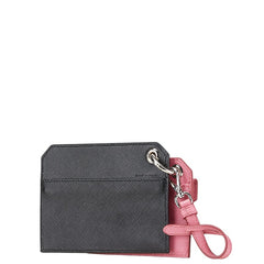 プラダ ドッグ 犬 イラスト カードケース コインケース 1TL360 ブラック ピンク サフィアーノ レザー レディース PRADA 【中古】