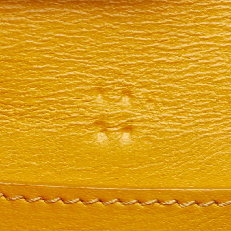 セリーヌ ロゴ 二つ折り財布 コンパクトウォレット ベージュ イエロー レザー レディース CELINE 【中古】