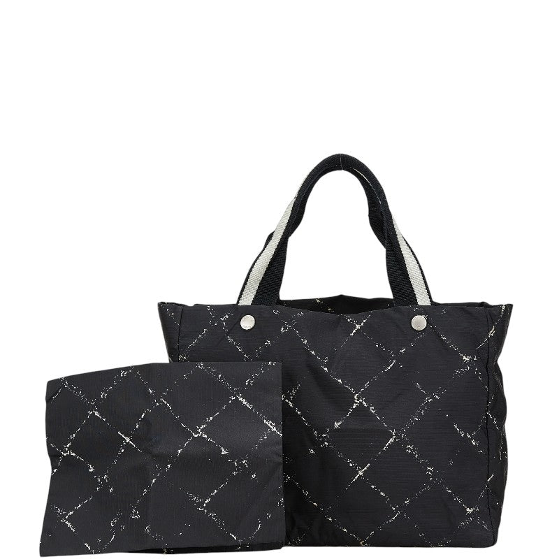 シャネル 旧トラベルライン ハンドバッグ トートバッグ ブラック ホワイト ナイロン レディース CHANEL 【中古】