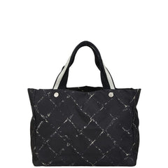 シャネル 旧トラベルライン ハンドバッグ トートバッグ ブラック ホワイト ナイロン レディース CHANEL 【中古】