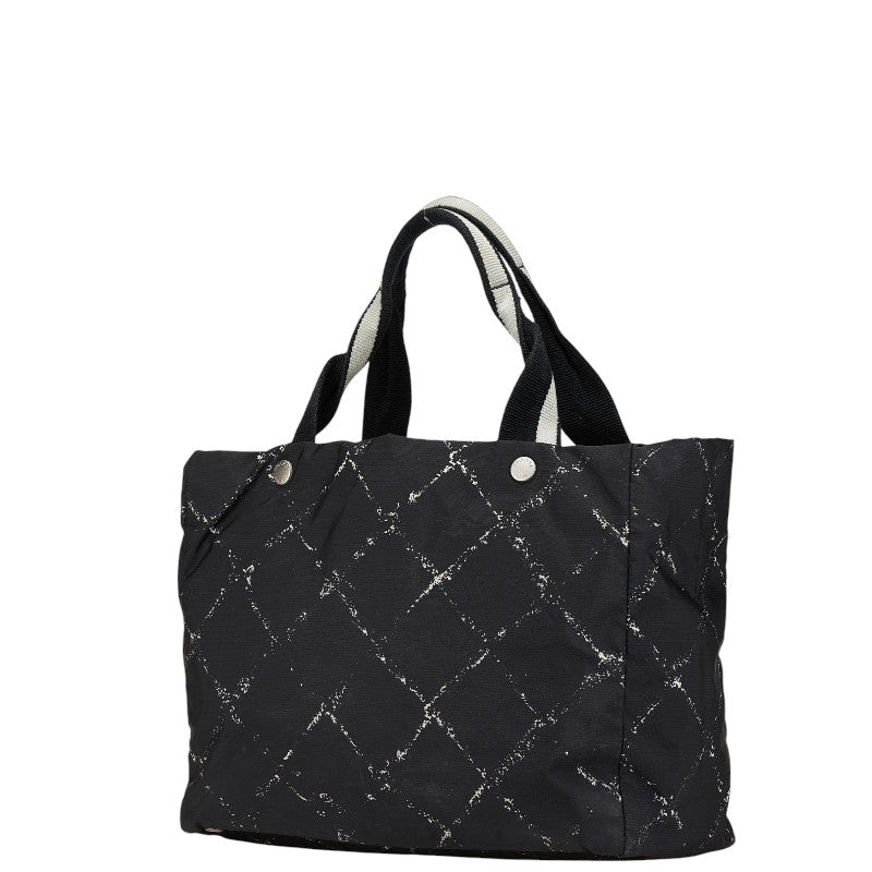 シャネル 旧トラベルライン ハンドバッグ トートバッグ ブラック ホワイト ナイロン レディース CHANEL 【中古】