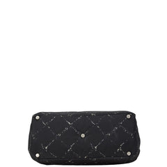 シャネル 旧トラベルライン ハンドバッグ トートバッグ ブラック ホワイト ナイロン レディース CHANEL 【中古】