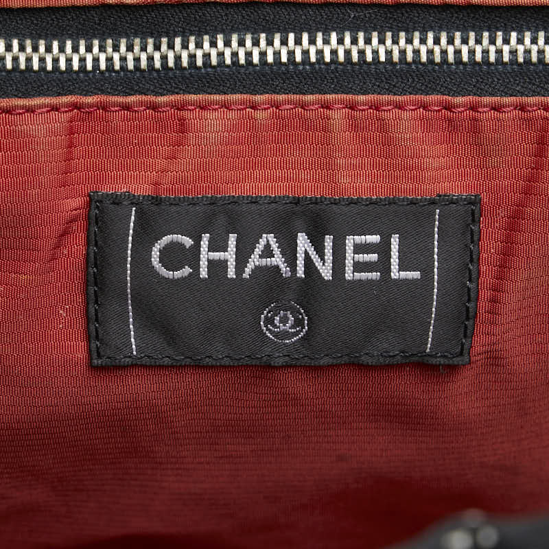シャネル 旧トラベルライン ハンドバッグ トートバッグ ブラック ホワイト ナイロン レディース CHANEL 【中古】
