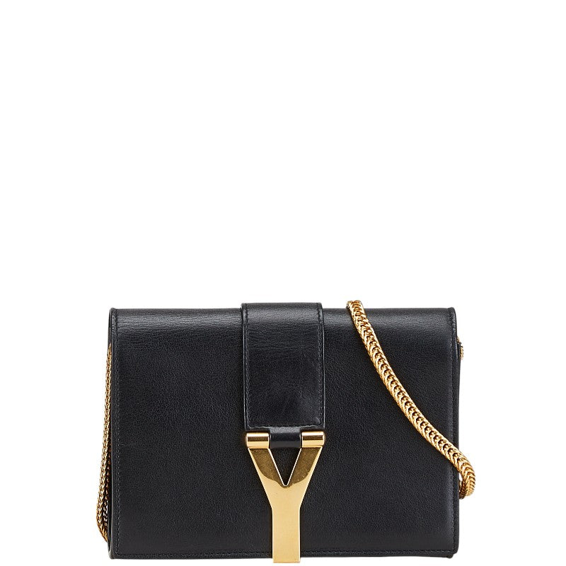 サンローラン クラシック Yライン サッチェル スモール チェーンショルダーバッグ 311215 ブラック レザー レディース SAINT LAURENT 【中古】