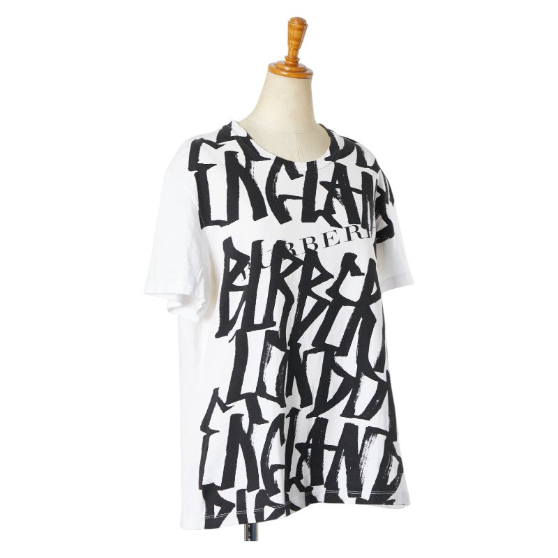 バーバリー ロゴ 半袖Ｔシャツ サイズ:M ホワイト ブラック コットン メンズ BURBERRY 【中古】