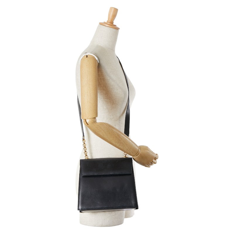 サルヴァトーレフェラガモ チェーン ショルダーバッグ ブラック レザー レディース Salvatore Ferragamo 【中古】