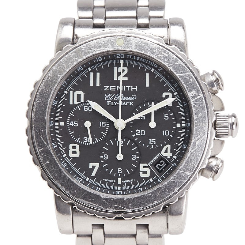 ゼニス レインボー フライバック エルプリメロ 腕時計 01/02.0470.405 自動巻き ブラック文字盤 ステンレススチール メンズ ZENITH 【中古】
