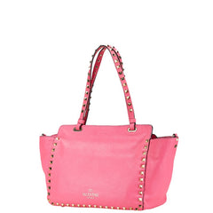 ヴァレンチノ ロックスタッズ ハンドバッグ ショルダーバッグ 2WAY ピンク レザー レディース Valentino 【中古】