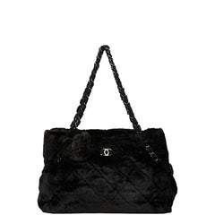 シャネル マトラッセ カメリア ココマーク チェーン トートバッグ ショルダーバッグ ブラック フェイクファー レディース CHANEL 【中古】