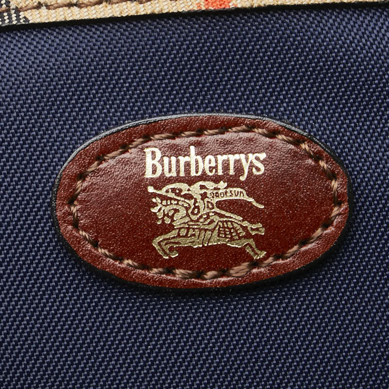 バーバリー ノバチェック シャドーホース ポーチ 小物入れ ネイビー マルチカラー ナイロン レディース BURBERRY 【中古】