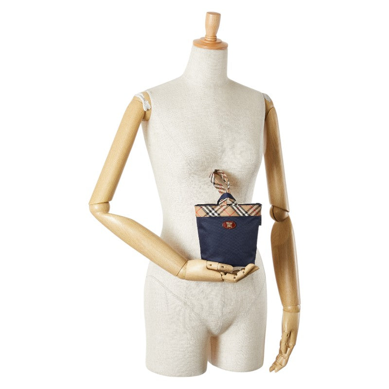 バーバリー ノバチェック シャドーホース ポーチ 小物入れ ネイビー マルチカラー ナイロン レディース BURBERRY 【中古】