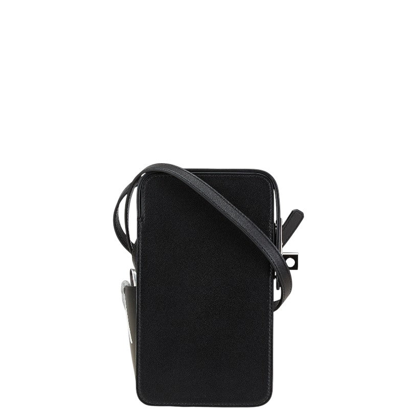 エルメス アカボックス 斜め掛け スマートフォンショルダーバッグ ブラック ボックスカーフ レディース HERMES 【中古】
