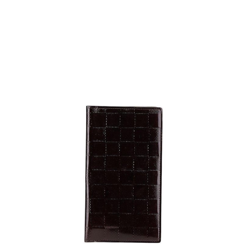 ルイ ヴィトン ダミエ ヴェルニ アジェンダ コンパクト 手帳カバー M99112 ブラウン パテントレザー レディース LOUIS VUITTON 【中古】
