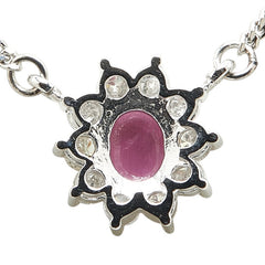 Pt850 プラチナ ルビー0.34ct ダイヤ0.32ct プチ ネックレス レディース 【中古】