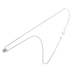 Pt850 プラチナ ルビー0.34ct ダイヤ0.32ct プチ ネックレス レディース 【中古】
