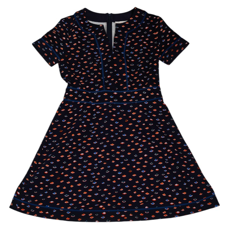 トリーバーチ ワンピース 半袖 サイズ：S ネイビー マルチカラー コットン レディース Tory Burch 【中古】