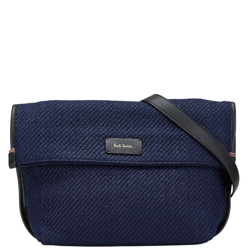 ポールスミスコレクション 斜め掛け ショルダーバッグ ネイビー ブラック キャンバス レザー レディース PAUL SMITH COLLECTION 【中古】