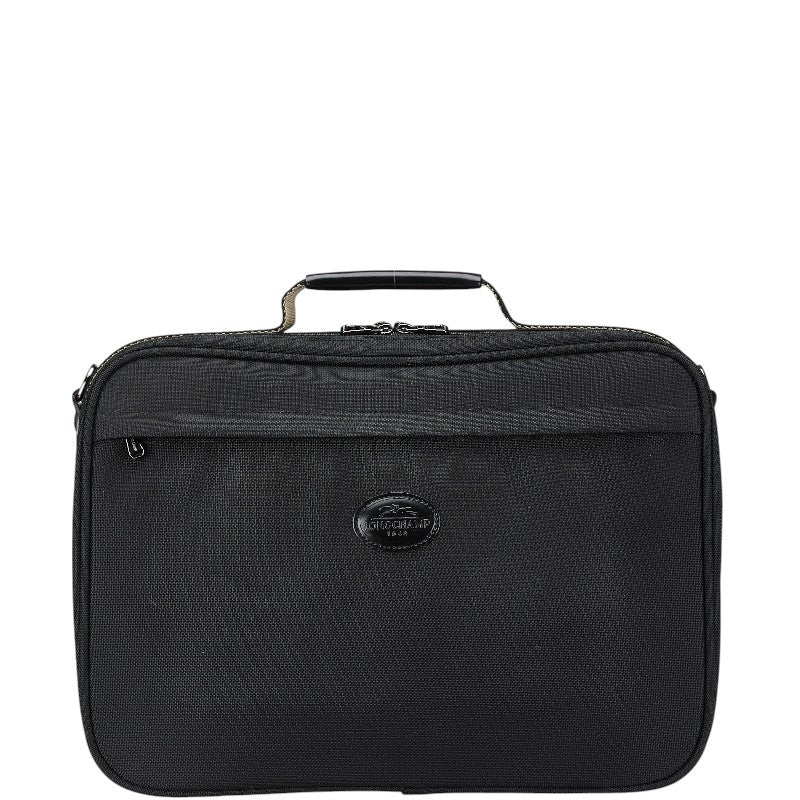ロンシャン キャリーオンブリーフケース ビジネスバッグ ブラック キャンバス レザー メンズ Longchamp 【中古】