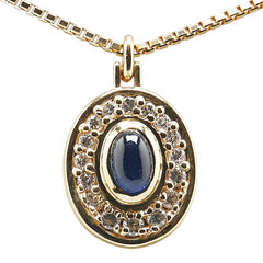 K18YG イエローゴールド サファイア ダイヤ ペンダントネックレス レディース 【中古】