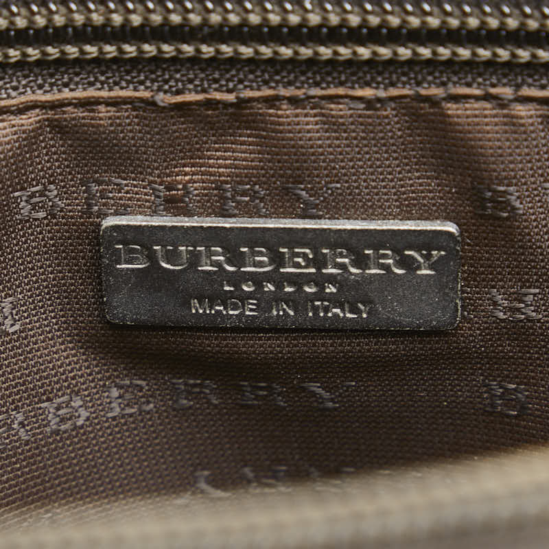 バーバリー ノバチェック ハンドバッグ トートバッグ ベージュ ブラウン PVC レザー レディース BURBERRY 【中古】