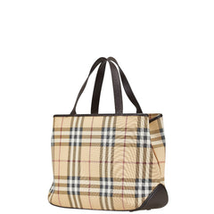 バーバリー ノバチェック ハンドバッグ トートバッグ ベージュ ブラウン PVC レザー レディース BURBERRY 【中古】