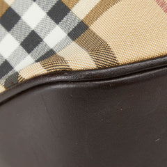 バーバリー ノバチェック ハンドバッグ トートバッグ ベージュ ブラウン PVC レザー レディース BURBERRY 【中古】