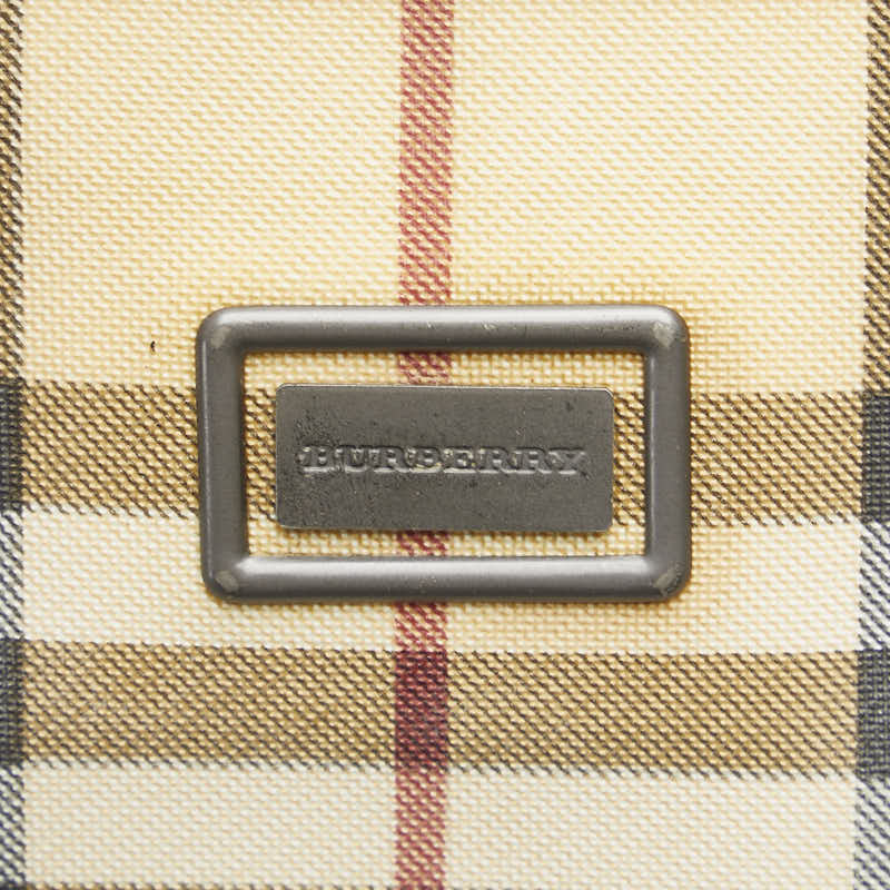 バーバリー ノバチェック ハンドバッグ トートバッグ ベージュ ブラウン PVC レザー レディース BURBERRY 【中古】