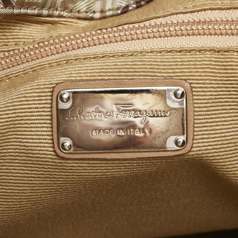 サルヴァトーレフェラガモ トートバッグ ショルダーバッグ EJ-21 8481 グレー ベージュ キャンバス レザー レディース Salvatore Ferragamo 【中古】