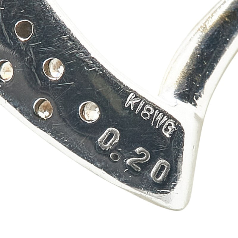 K18WG ホワイトゴールド ダイヤ0.20ct ハート モチーフ ネックレス レディース 【中古】