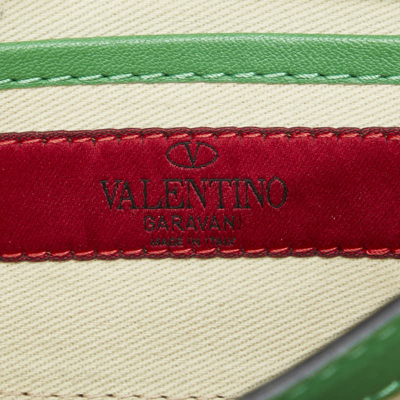 ヴァレンティノ Va Va Voom ロックスタッズ チェーン 斜め掛け ショルダーバッグ グリーン レザー レディース VALENTINO 【中古】