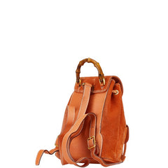 グッチ バンブー リュック バックパック 003 2058 0030 オレンジ スウェード レザー レディース GUCCI 【中古】