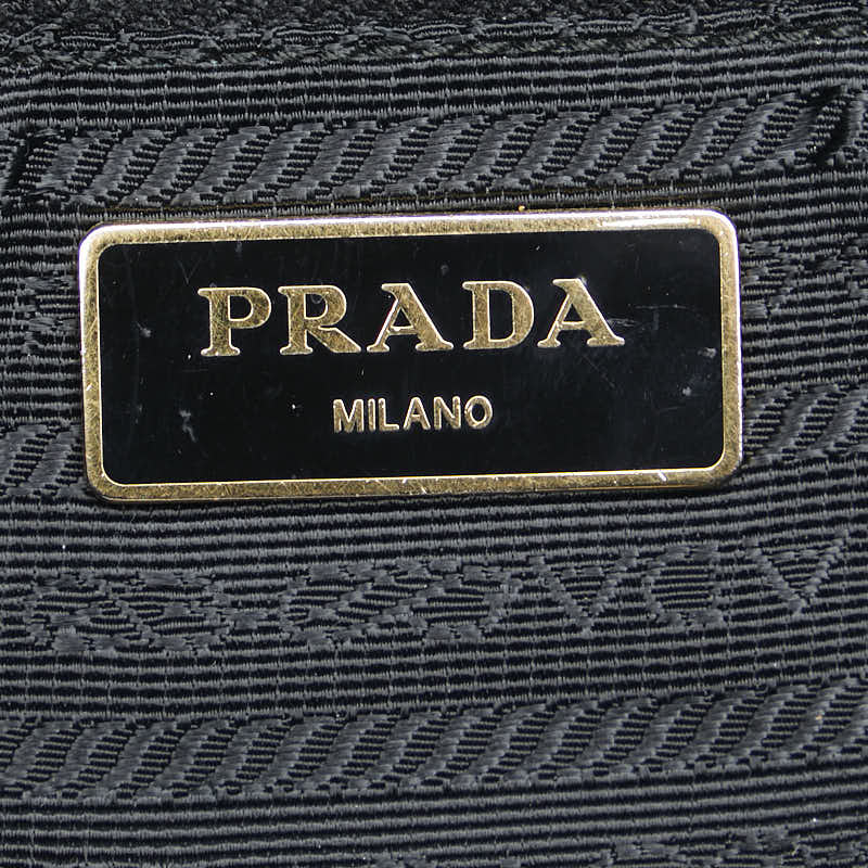プラダ 三角ロゴプレート カモ柄 トートバッグ カーキ ブラック ナイロン レザー レディース PRADA 【中古】